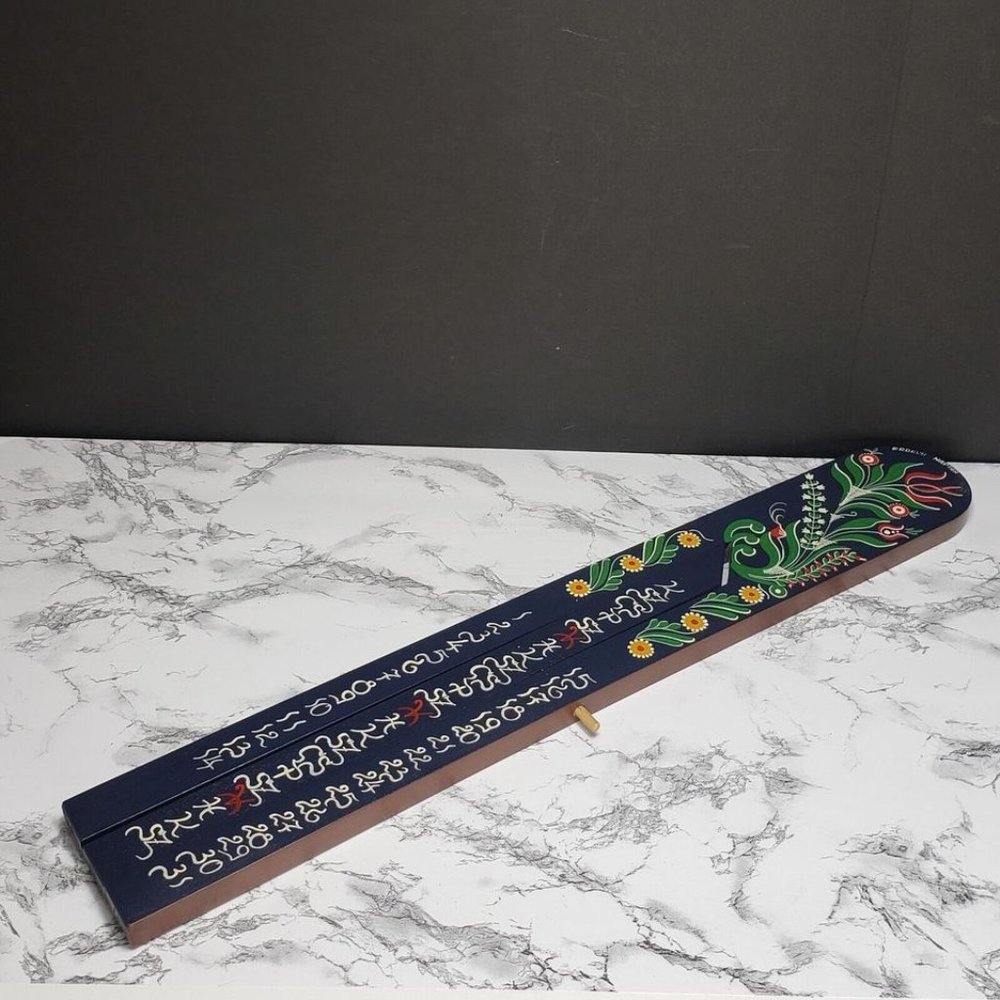 Hungarian Calendar Handmade Hand Painted Solid Wood Vintage